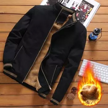 Осенне-зимняя мужская куртка с потертостями и флисом, утолщенная корейская тонкая молодежная куртка M