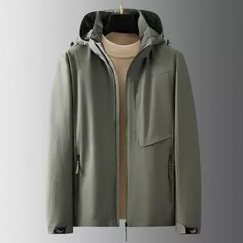 Осенне-зимняя мужская куртка среднего и пожилого возраста, простая и универсальная, свободная, стандартного покроя, водонепроницаемая и ветрозащитная L