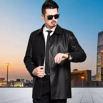 Осенне-зимняя мужская куртка средней длины из натуральной овчины первого слоя плюс флисовая куртка 170