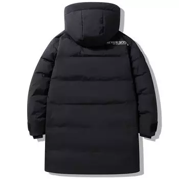 Осенне-зимняя мужская куртка средней и длинной длины с капюшоном, универсальная повседневная модная ветрозащитная куртка из белого утиного пуха M чёрный