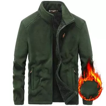 Осенне-зимняя мужская куртка-свитер с воротником-стойкой для отдыха на открытом воздухе, флисовая подкладка, утолщенный флисовый верх 4XL