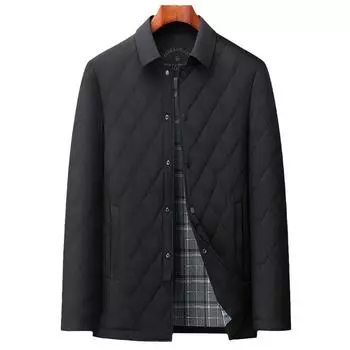 Осенне-зимняя мужская легкая повседневная куртка с лацканами на хлопковой подкладке для среднего возраста в деловом стиле 170