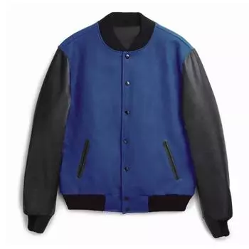 Осенне-зимняя мужская летная куртка Independent Station из искусственной кожи с рукавами из однобортной шерстяной ткани S тёмно-синий