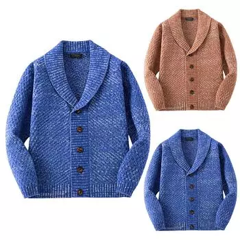 Осенне-зимняя мужская мода, свободный кардиган, теплая куртка с капюшоном и лацканами, свитер L коричневый