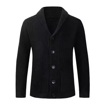 Осенне-зимняя мужская мода Свободный кардиган Теплая куртка с лацканами Свитер XL светло-серый