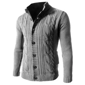 Осенне-зимняя мужская мода свободный кардиган теплая куртка с капюшоном с лацканами свитер вязаное пальто M