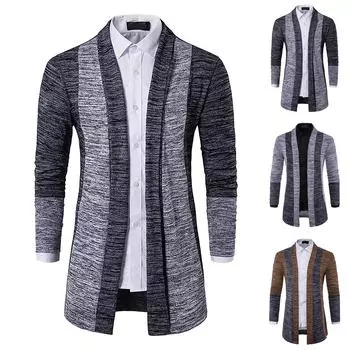 Осенне-зимняя мужская модная куртка контрастного цвета, пальто, свитер, кардиган, чтобы согреться L