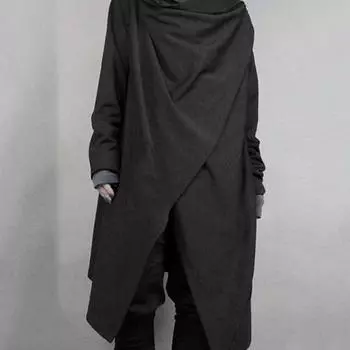 Осенне-зимняя мужская модная куртка, однотонное пальто, ветровка нерегулярной формы в стиле панк S чёрный