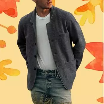 Осенне-зимняя мужская модная куртка, однотонные молодежные повседневные мужские теплые кашемировые пальто S хаки