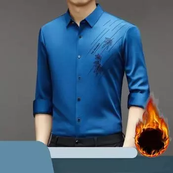 Осенне-зимняя мужская негладкая бесшовная рубашка с длинным рукавом, футболка стретч M