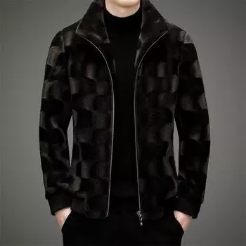 Осенне-зимняя мужская новая норковая флисовая куртка, пальто, утолщенная теплая модная мужская одежда с воротником-стойкой 3XL