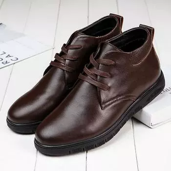 Осенне-зимняя мужская обувь из натуральной кожи с мягкой подошвой, мягкая кожаная дышащая повседневная обувь, мужская деловая обувь на плоской подошве из мягкой телячьей кожи 38