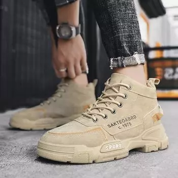 Осенне-зимняя мужская обувь. Высокие мотоциклетные ботинки. Рабочие ботинки. Мужские ботинки. 39