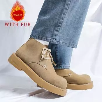 Осенне-зимняя мужская обувь Высококачественная натуральная кожа в минималистичном стиле. Молодежная обувь на толстой подошве для бизнеса, офиса и вечеринок. 38 коричневый