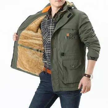 Осенне-зимняя мужская одежда, большая повседневная плюшевая и толстая куртка для мужчин, уличная куртка средней длины, куртка, куртка 5XL