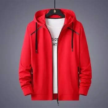 Осенне-зимняя мужская одежда, куртка большого размера, повседневная мода, сплошной цвет, сшитый свитер с капюшоном, брендовое пальто L