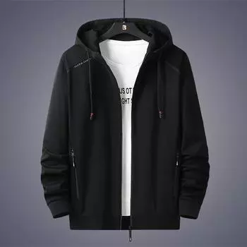 Осенне-зимняя мужская одежда, куртка большого размера, повседневная мода, сплошной цвет, сшитый свитер с капюшоном, брендовое пальто XXXL красный