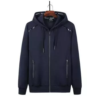 Осенне-зимняя мужская одежда, куртка большого размера, повседневная мода, сплошной цвет, сшитый свитер с капюшоном, брендовое пальто 9XL темно-синий