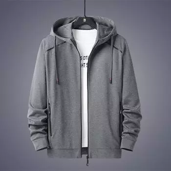 Осенне-зимняя мужская одежда, куртка большого размера, повседневная мода, сплошной цвет, сшитый свитер с капюшоном, брендовое пальто XL чёрный