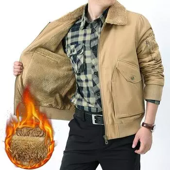 Осенне-зимняя мужская одежда с хлопковой подкладкой Повседневная мужская одежда с хлопковой подкладкой Большие размеры для занятий спортом на открытом воздухе Теплая мужская куртка с хлопковой подкладкой M хаки