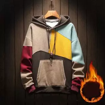 Осенне-зимняя мужская одежда с капюшоном, мужская куртка с капюшоном, свободное толстое плюшевое мужское пальто XXXL хаки