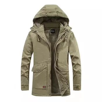 Осенне-зимняя мужская одежда. Теплое бархатное хлопковое пальто для мужчин. Чистый хлопок, вымытый. Европейская и американская мужская утолщенная куртка с капюшоном для мужчин. M