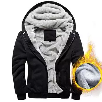 Осенне-зимняя мужская однотонная куртка-кардиган с капюшоном из бархата и толстого кардигана с теплым верхом 5XL чёрный