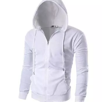 Осенне-зимняя мужская однотонная толстовка на молнии, мужская повседневная спортивная толстовка с капюшоном, куртка, спортивный кардиган, куртка, толстовка для мужчин XXXL белый