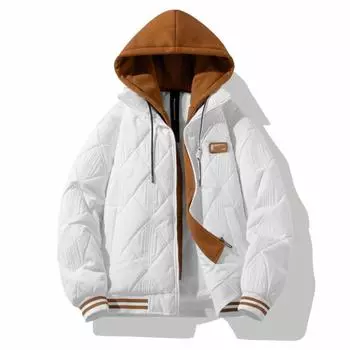 Осенне-зимняя мужская парка с капюшоном, мужская хлопковая куртка из двух предметов, повседневное утепленное ветрозащитное теплое пальто M чёрный