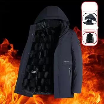 Осенне-зимняя мужская плюшевая толстая свободная куртка средней и длинной длины с капюшоном на молнии, теплая и повседневная ветрозащитная деловая куртка больших размеров 5XL