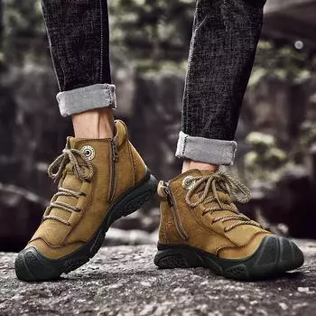 Осенне-зимняя мужская походная обувь, повседневная износостойкая обувь, альпинистские ботинки, мужские уличные ботинки 39 бежевый