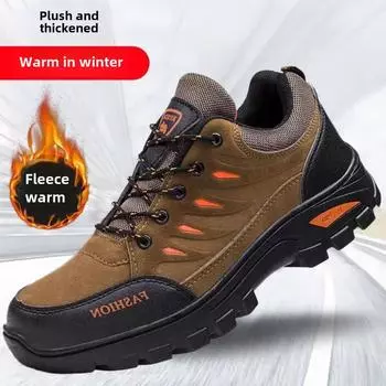 Осенне-зимняя мужская походная обувь, спортивная обувь для походов на открытом воздухе, нескользящая износостойкая дорожная обувь, бархатная мужская обувь 39