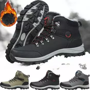Осенне-зимняя мужская походная обувь, водонепроницаемая и теплая уличная походная обувь, высокие сапоги 39 чёрный