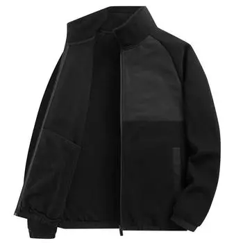 Осенне-зимняя мужская повседневная куртка для подростков, со стоячим воротником, контрастного цвета, модный тренд, флисовая куртка для мужчин и женщин M