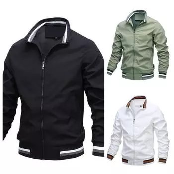 Осенне-зимняя мужская повседневная куртка на молнии с воротником-стойкой, спортивная куртка для активного отдыха, ветровка, куртка для мужчин, водонепроницаемый бомбер S темно-синий