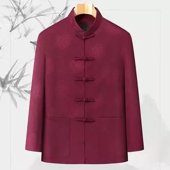 Осенне-зимняя мужская повседневная куртка с длинными рукавами для пап среднего и пожилого возраста в стиле ретро Тан в китайском стиле M