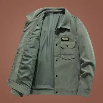 Осенне-зимняя мужская повседневная куртка с несколькими карманами, вельветовое пальто с лацканами, мужской ретро-топ с длинными рукавами, мужской M