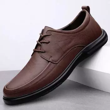 Осенне-зимняя мужская повседневная обувь, официальная обувь из натуральной кожи на шнуровке, мужская непромокаемая офисная официальная обувь 37 чёрный