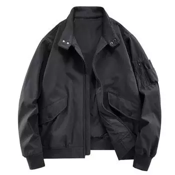 Осенне-зимняя мужская простая куртка с воротником-стойкой, пилот, повседневная, водонепроницаемая, ветрозащитная, оснащаемая, теплая, трендовая M