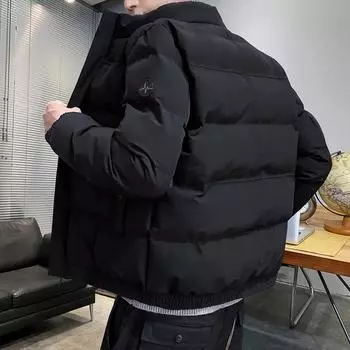 Осенне-зимняя мужская пуховая куртка для отдыха, теплая утолщенная куртка с воротником-стойкой, хлопковая стеганая куртка M синий