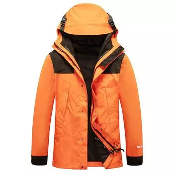 Осенне-зимняя мужская пуховая куртка одинакового цвета, водонепроницаемая и ветрозащитная уличная куртка с подкладкой для мужчин и женщин XS оранжевый