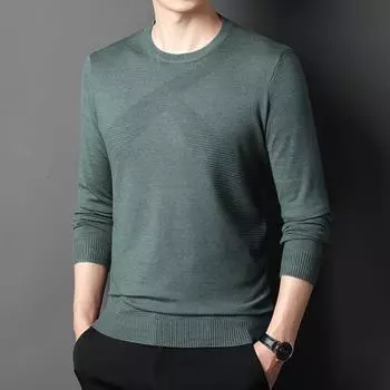 Осенне-зимняя мужская рубашка из Нью-Джерси с длинными рукавами, однотонная, с круглым вырезом, тонкая мужская рубашка среднего возраста M