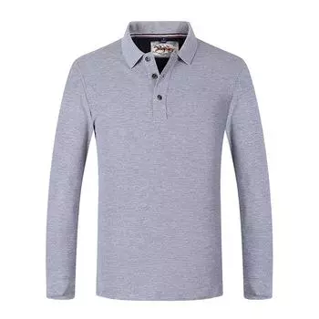 Осенне-зимняя мужская рубашка поло с длинными рукавами и лацканами, верх из чистого хлопка, мягкая деловая рубашка, приятная для кожи, спортивная футболка для активного отдыха S оранжевый
