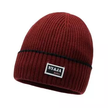 Осенне-зимняя мужская шапка теплая толстая вязаная шапка уличное шерстяное пальто красный