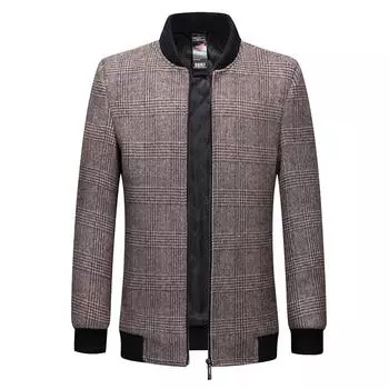 Осенне-зимняя мужская шерстяная куртка с бейсбольным воротником, модная куртка из хлопка с сеткой Thousand Bird, утолщенная мужская куртка M серый