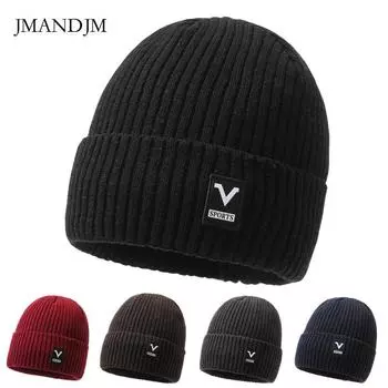 Осенне-зимняя мужская шерстяная шапка, теплая защита для ушей, вязаная шапка, лыжная шапка, утепленная молодежная бархатная шапка-пуловер для активного отдыха красный