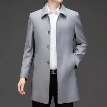 Осенне-зимняя мужская шерстяная ветровка в стиле ретро для пап среднего и пожилого возраста, пальто средней длины, мужское повседневное деловое пальто 170