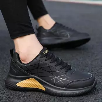 Осенне-зимняя мужская спортивная обувь, модная мужская обувь для отдыха, путешествий, кожаные дышащие кроссовки 39 чёрный/красный