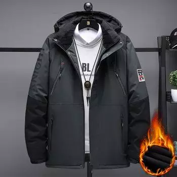 Осенне-зимняя мужская стеганая куртка, утолщенная теплая куртка, свободная стеганая куртка, уличная стеганая куртка XXL чёрный