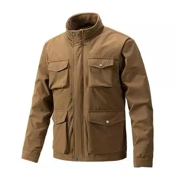 Осенне-зимняя мужская тактическая куртка-ветровка, уличная теплая и ветрозащитная повседневная модная рабочая куртка с капюшоном M чёрный